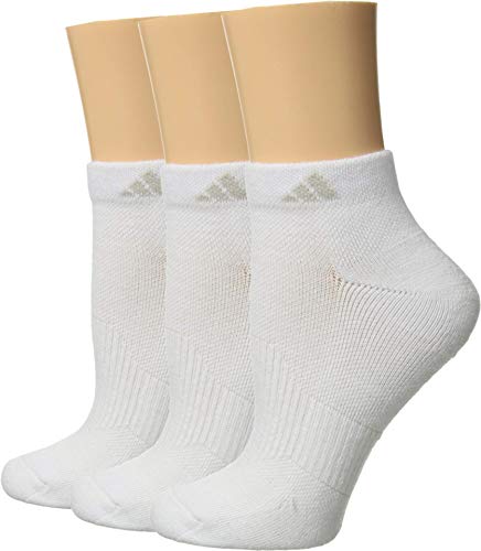 adidas Women's Cushioned Low Cut Socks (3-Pair), White/White, Medium, (Shoe Size 5-10)
