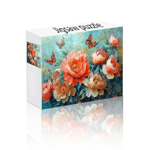 Puzzle 300 Piezas Peonía, Obra de Arte de Juegos de Puzzle Mariposa, Juegos Divertidos Dificultad Desafío Rompecabezas Adultos, Entretenimento Decoración Hogar Regalos Creativos Juguetes 4 Años R-3