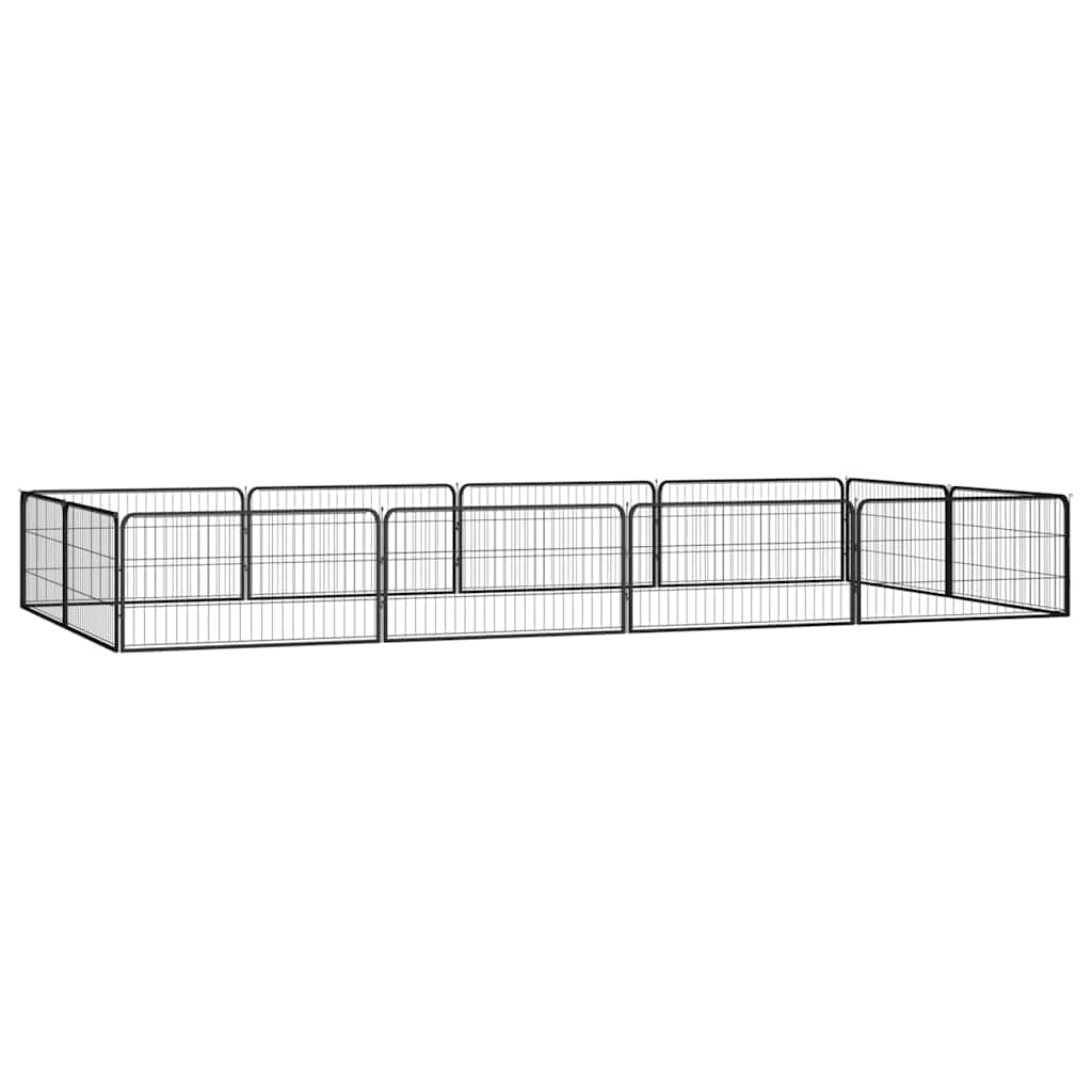 12-TLG. Hundelaufstall Schwarz 100x50cm Stahl Pulverbeschichtet