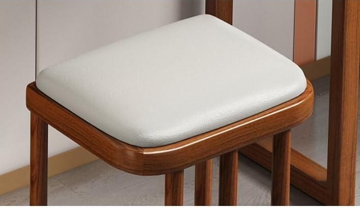 PinkForest 新しい中国風の無垢材のドレッシングスツール、リビングルームの布張りの黒檀のティーテーブルとスツール、軽い贅沢。