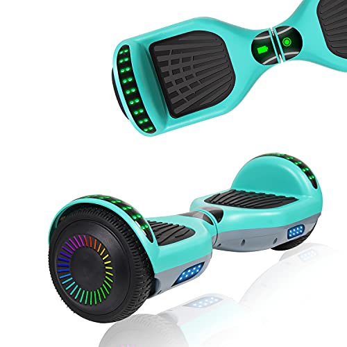 UNI-SUN 6.5" Bluetooth Hoverboard for Kids, Self Balancing Hoverboard with Bluetooth and LED Lights for Adults, Kids Hover Board, Green Gray Hoverboard