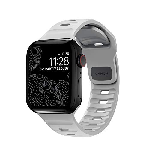 NOMAD Sport Strap V2 Lunar Gray strapazierfähiges Uhrenarmband für die 41mm/40mm/38mm Versionen der Apple Watch in Grau