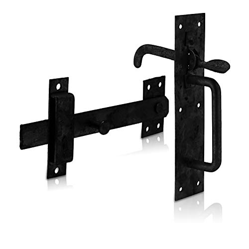 XFORT® Black Suffolk Gate Latch, Door Latch with Black Powder Coating to Resist Corrosion and Protect Against The Weather, Suitable for External Use As Garden Gate Latch, Shed Door Lock, Door Latch