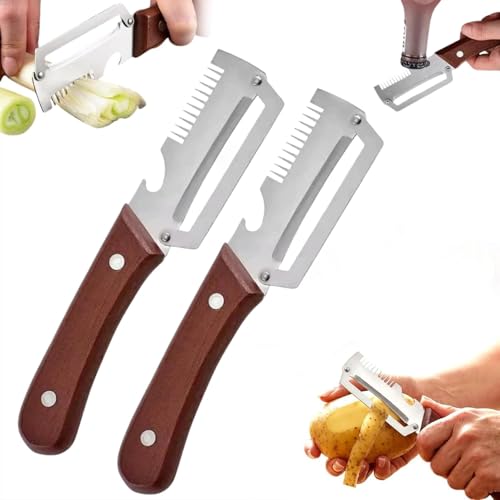2 Pcs Multifunctional Vegetable Peeler 2026 New Multi-Functional Vegetable Peeler for Kitchen 3-in-1 Peeler & Bottle Opener & Julienne Peeler for Potato Carrot Apple Fruit & Vegetable