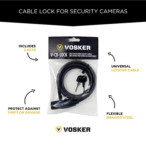 Vosker 2 Keys Cable Lock For Security Cameras | 6 Feet Long Flexible Braided Steel | Universal Locking Cable And Flexible Lock Cable (Protection Box Support) #TOP6