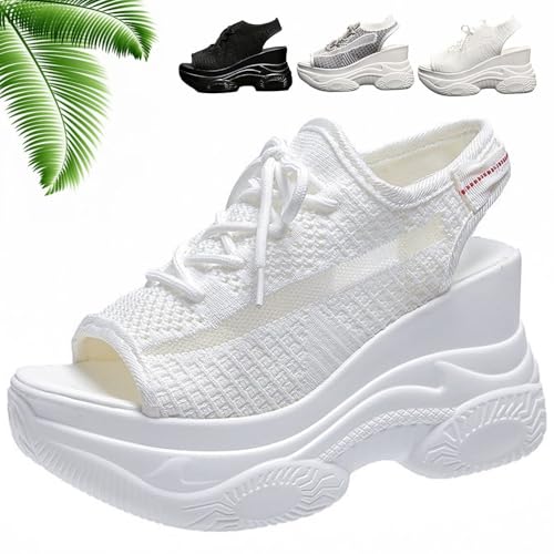 Washable Slingback Orthopedic Slide Sport Sandals, Women Peep Toe Mesh Platform Soft Sole Arch Support Beach Shoes (White,23.5 c