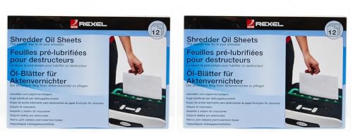 Rexel Feuilles prélubrifiées pour Destructeur de Documents, 12 Feuilles (Lot de 2)