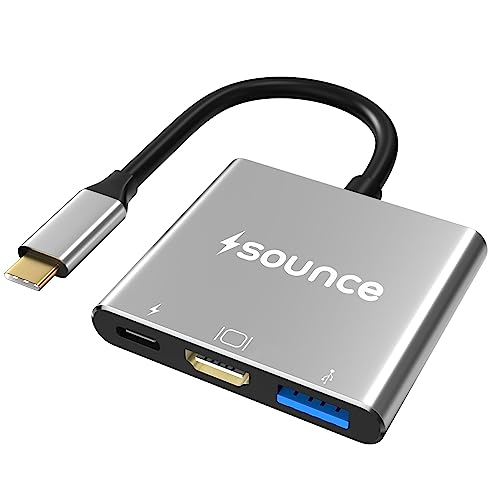 Image of Sounce 3-in-1 USB C to HDMI Multiport Adapter -USB Type C Hub with 4K HDMI Output(4k /30HZ), USB-A 3.0, and USB C Power Delivery(60W /100W) for Mac OS /Window /Tablet and Android 7. 0 & Above Devices