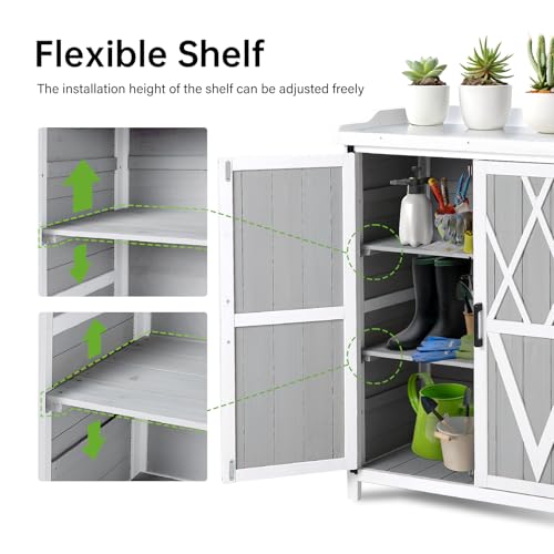 Garveelife HTP3FJZMXVFVRTF602AQIWDNEUV4M Potting Bench Outdoor Cabinet With Metal Tabletop thumb #4