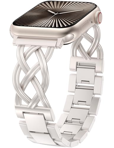 Image of TOYOUTHS Dressy Bracelet Compatible with Apple Watch Bands 38 /40 /41 /42 /44 /45 /46 /49mm Women, Celtic Stainless Steel Metal Fancy Nice Pretty Strap for iWatch Series 11 10 9 8 7 6 5 4 Ultra /SE 3 2 1