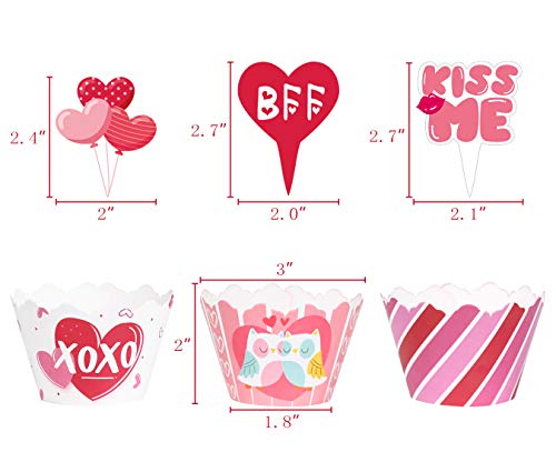 Valentine’s Day Cupcake Toppers Wrappers – Cake Decorations Party Supplies 60Ct #TOP3