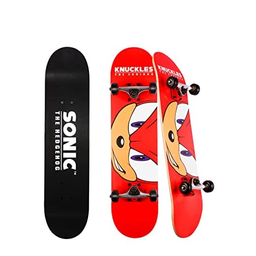 Sakar Sonic The Hedgehog Knuckles Skateboard with Printed Graphic Grip Tape. Great for Kids and Teens Cruiser Skateboard with ABEC 5 Bearings, Durable Deck, Smooth Wheels