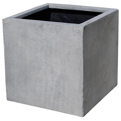 VIVANNO Jardinière en Fibre de Verre - 50x50x50 cm - Design béton Gris - Jardinière carrée pour l'extérieur et l'intérieur