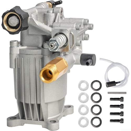 3/4'' Shaft Pressure Washer Pump Kit For Gas Power Washers Equipped With Small Engines Ranging From 180 To 225 Cc, 3400 PSI At 2.5 GPM, Adjustable Unloader For Precise Pressure Adjustments