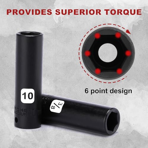Image of Mayouko 56PCS 1 /4 Inch Drive Impact Socket Wrench Set, SAE /Metric, Deep /Shallow, 6 Point, CR-V, 5 /32 Inch - 9 /16 Inch, 4mm - 15mm, 72 Teeth Ratchet Handle, With Extensions, Adapters, Universal Joint