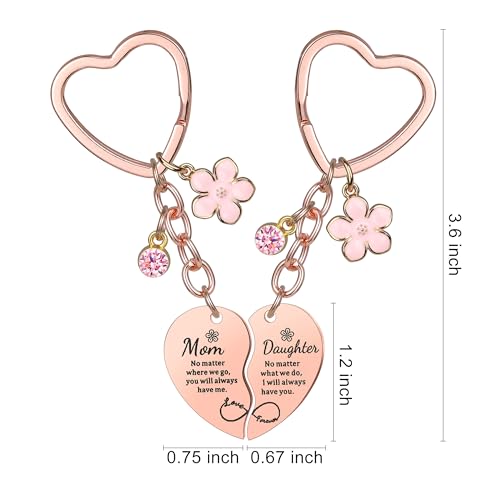 Image of 2Pcs Mother Daughter Heart Matching Keyring Keychain Set Gifts For Mom Christmas Mothers Day Gifts from Daughter