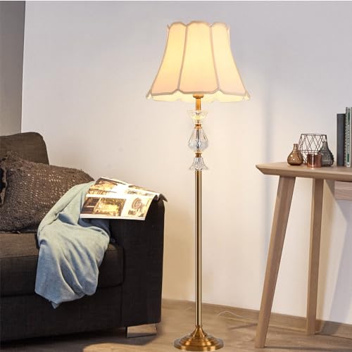 Mengjay E27 cristalli Lampada da Pavimento Lampada da Terra,Lampada Piantana con Interruttore a Pedale,Lampada a stelo in stile retrò,Lampada Lettura per Salotto, Camera da Letto