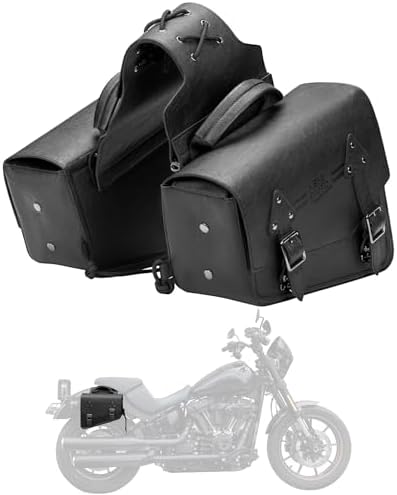 KEMIMOTO Motorcycle Saddlebags Leather Side Bags 12L Compatible with Sportster 883 1200 Softail Low Rider S Cruiser Dyna V-star Shadow Vulcan Rebel