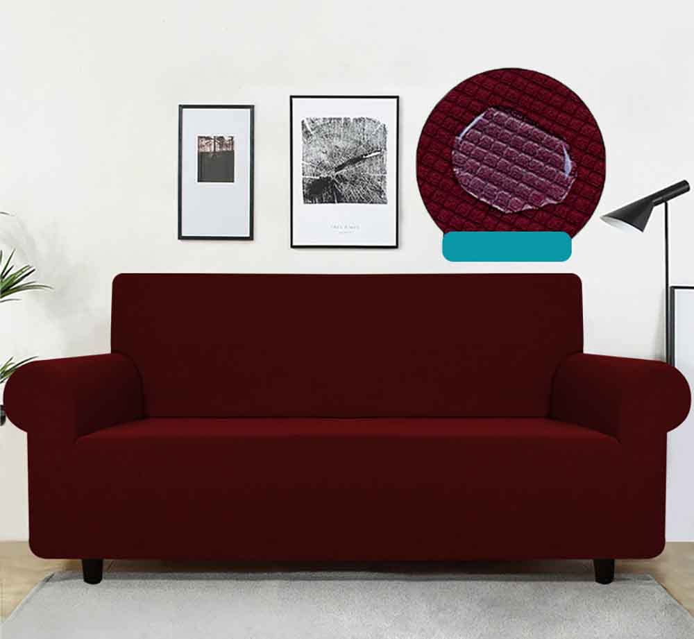 Housse de canapé sectionnel extensible bordeaux, protection de meuble en L pour petit divan