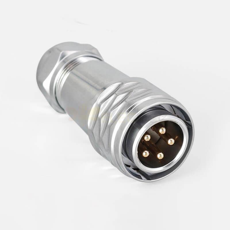 SF20 5 Pin Industrial Quick Push-Pull Male Plug Female Socket Back-Mount Waterproof Metal Circular Aviation