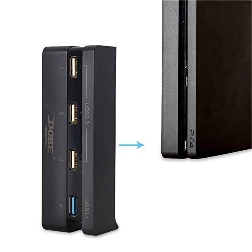 Hub USB 4 em 1 super de alta velocidade adequado para Sony PlayStation 4 Slim PS4 Slim Console Preto