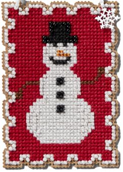 Image of Holiday Stamps Charmed Ornament Beaded Cross Stitch Kits, Set of 6 - Mill Hill Ornament Kits 2024 - Plus Decorative 'Needleworker' Sticker