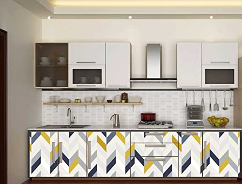 Image of CABANA HOMES Wall Stickers DIY Botanical Wallpaper for Bedroom (45 x 125 cm, 1 Roll) (6 sq. ft) Zig Zag Decorative Self Adhesive Decals Home Decor, Wardrobe, Living Room, Multicolour