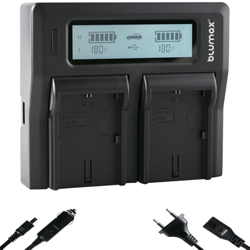 Cargador doble LCD Blumax para baterías Canon LP-E6NH LP-E6N compatible con EOS R5 R6 R7