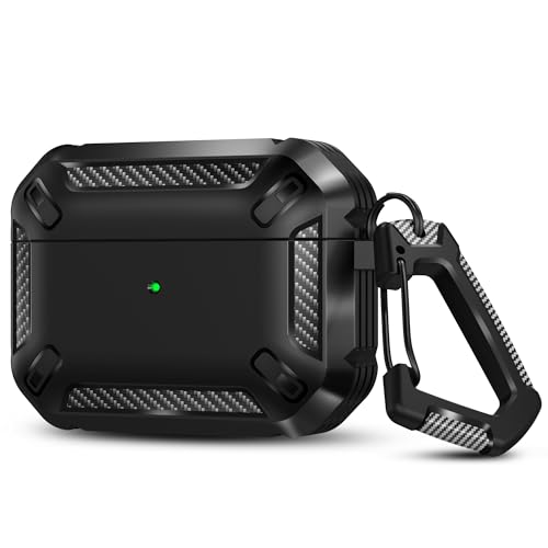 Image of Sounce Rugged Shockproof TPU Cover Compatible with AirPods Pro 2nd Gen USB C Lightning and 1st Gen Case with MagSafe Wireless Charging Drop Protection Matte Finish Protective Shell (Matte Black)