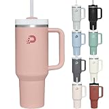 Acuewuja 40oz/1180ml Tumbler With Handle, Lid, Straw And Silicone Boot Reusable Double Wall Vacuum 1