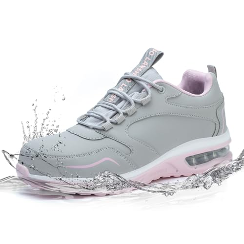 Image of LANSNBO Waterproof Steel Toe Shoes for Women Non Slip Sneakers | Work safety protection, puncture proof sole, comfortable lightweight, for industrial construction food service jobs