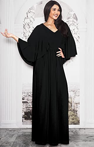 KOH KOH Womens V-Neck Elegant Batwing Cape Sleeves Cocktail Maxi Dress Gown4