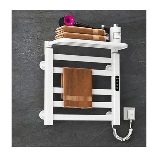 Sèche-serviette blanc à minuterie tactile avec étagère supérieure