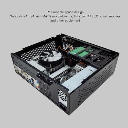 Gabinete para PC pequeño MATX ITX, con ventilador de enfriamiento USB 2.0, soporte para SSD y HDD, placa de acero, diseño compacto para juegos miniatura 3