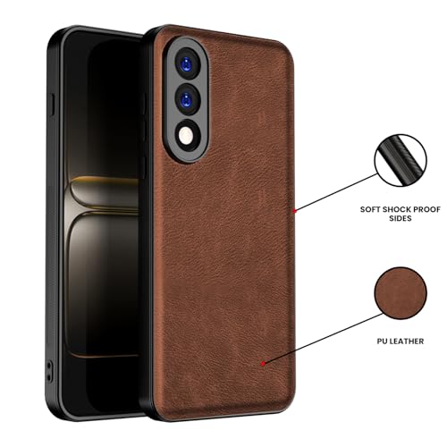 Image of Kapa Tux Leather Back Cover for OnePlus Nord 5 | Slim Shockproof Camera Protection Bumper Case (Brown)