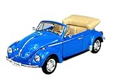 Welly Modèle de voiture compatible avec VW Volkswagen Beetle Cabrio Bleu environ 1/24 1:24 Modèle de voiture en métal dans une boîte