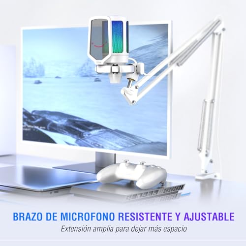 Micrófono para PC USB kit de condensador RGB con soporte de choque para PS4 5