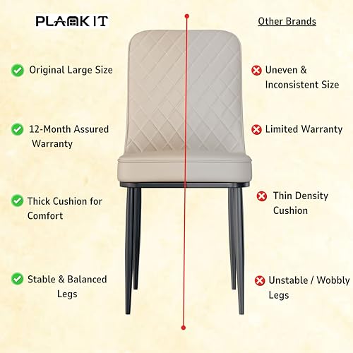 Image of Jewel Premium Leather Dining Chair with Strong Metal Legs, Cushioned Seat, Chair for Dining, Living Room, Bedroom & Balcony (Beige)