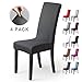 Produktbild Stuhlhussen 4Stück,Stretch-Stuhlbezug elastische moderne Husse Elasthan Stretchhusse Stuhlbezug Stuhlüberzug.bi-elastic Spannbezug,sehr pflegeleicht und langlebig Universal-(4 StückSilber-Dunkelgrau)