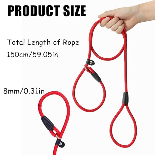 2 Stücke Retrieverleine mit Zugstopp, Trainingsleine für Hunde, 150cm Slip Lead, 2in1 Halsband Hund und Leine, für Kleine Mittlere Hunde (Schwarz und Rot)