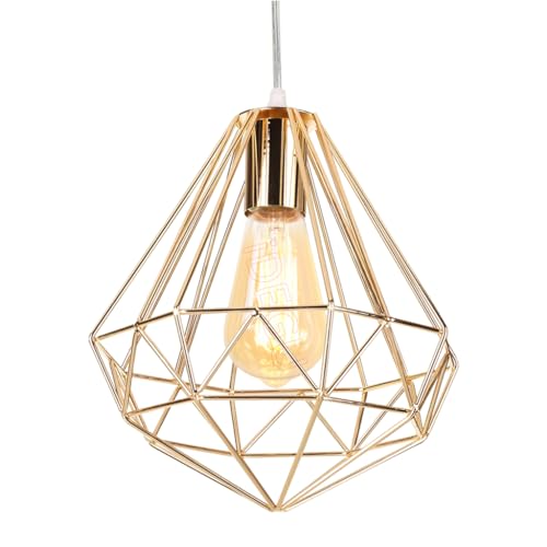 iDEGU Suspension Luminaire Moderne, Lustre Plafonnier Industriel Lampe de Plafond Abat-Jour en Forme de Cage Métal Décoration d'éclairage pour Chambre Salon...