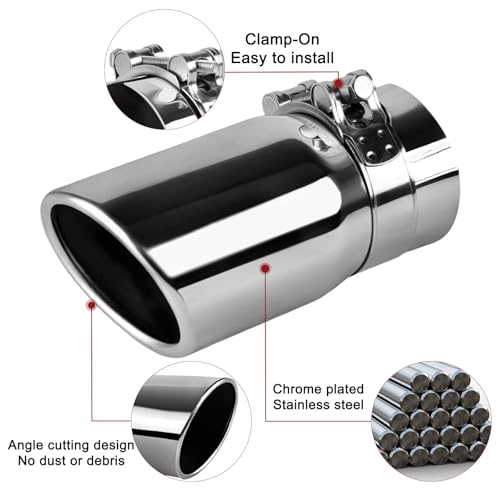 Image of 2.5 Inch Inlet Exhaust Tip, 3 inch Outlet 6 inch Length Stainless Steel