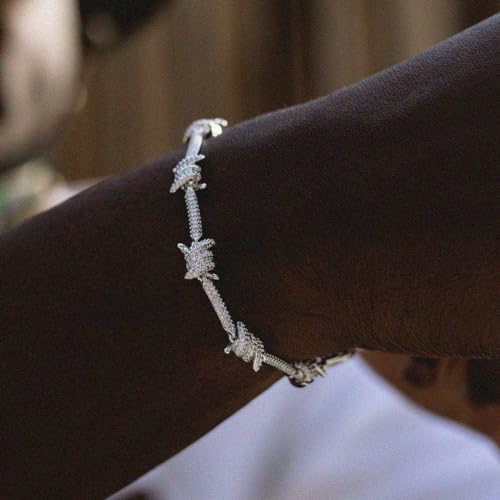 GLD Shop Barbed Wire - Necklace, Bracelet Options - 6/7/8/9 Inch Length Bracelet - 16/18/20/22 Inch Necklace - White Gold - Unisex2