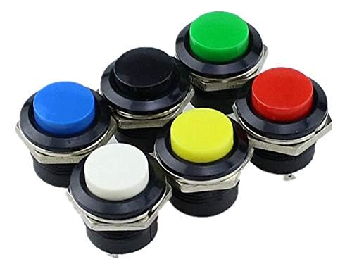 SHOKITECH R13-507 16MM 2PIN Momentary Self-Reset Round Cap Push Button Switch multicolour 6 switch (Black, Blue,Green,Yellow,White,Red)-image-25