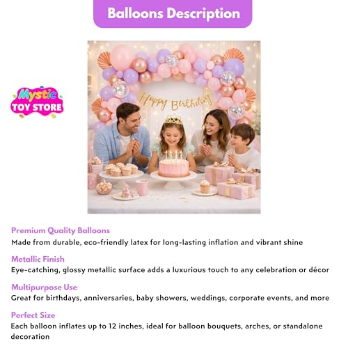 Image of Happy Birthday Decoration Kit for Baby Teenage Girls Men Women Adults Home Table Year With 30 Pc Pink Purple Rose Gold Balloons 1 Pc Rose Gold Happy Birthday Cursive Banner Items Set Combo