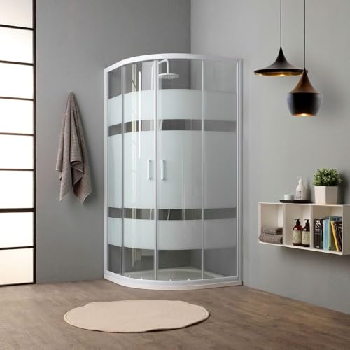 Box doccia curvo 90x90 cm cristallo 4 mm serigrafato bianco