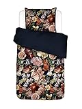 ESSENZA Bettwäsche Claire Blumen Pfingstrosen Tulpen Baumwollsatin Indigo Blue, 135x200 + 1x 80x80 cm