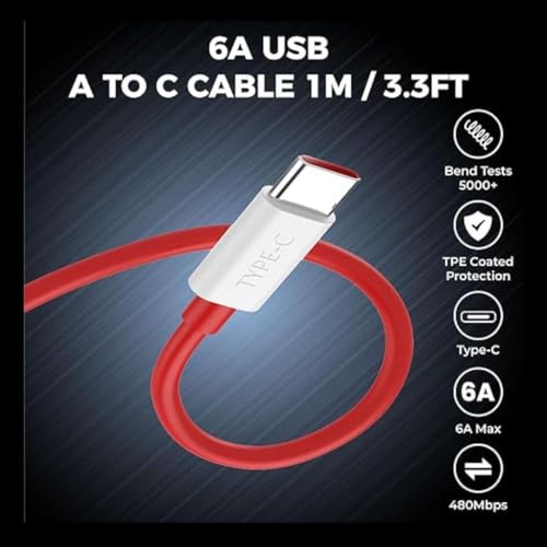 Image of 80W SUPERVOOC Fast Charger with Type-C Cable | 80W USB Charger for OnePlus, Realme, Oppo, Redmi, Xiaomi, Poco, iQOO, Samsung & More | Supports Dart, Dash, Warp, Vooc, SuperVooc, QC 3.0 Charge (Combo)