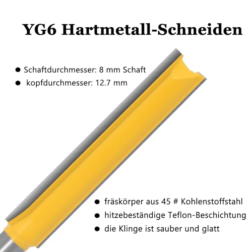 Bestgle gerades fräser schneidmesser 8 mm schaft router bit 2 stück fräser nutfräser holzfräser bit set verlängern fräser für oberfräse extra langer schnittlänge gerade bündigfräser 50mm 76mm