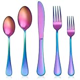 Homikit 20-Piece Rainbow Silverware Flatware Set for 4, Stainless Steel Colorful Eating Utensils...